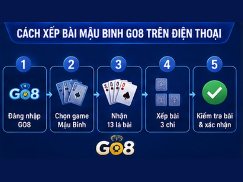Cách xếp bài Mậu Binh GO8 trên điện thoại