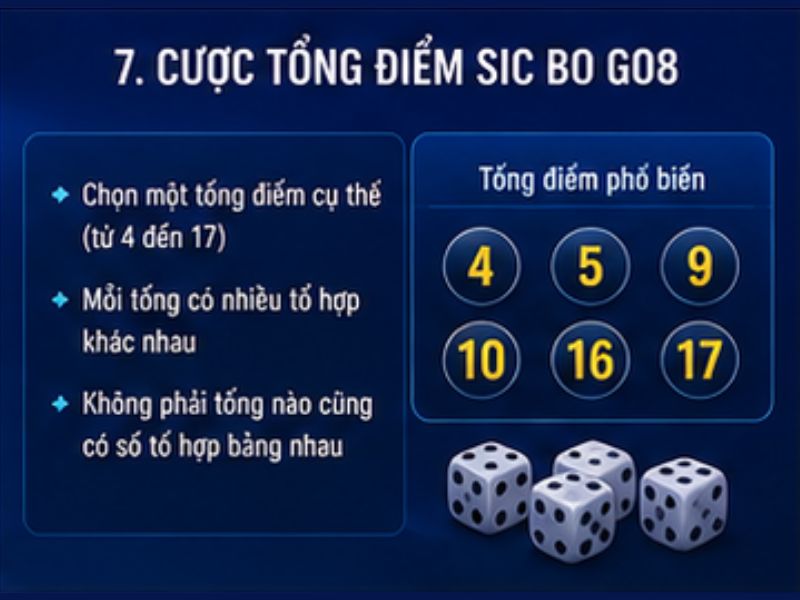 Cược Tổng Điểm Sic Bo GO8
